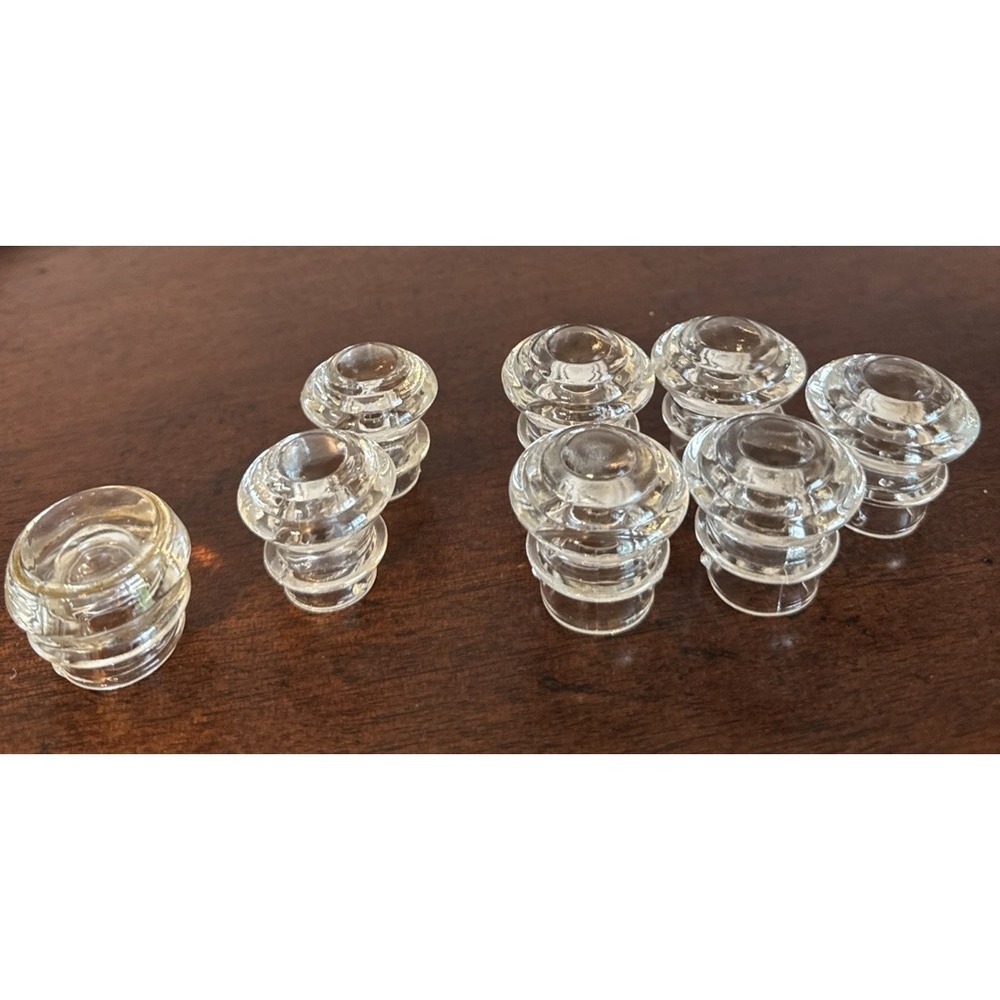8 Pc. Lot Vintage Percolator Coffee Glass Tops Clear Pot Lid Knobs Lot NOS